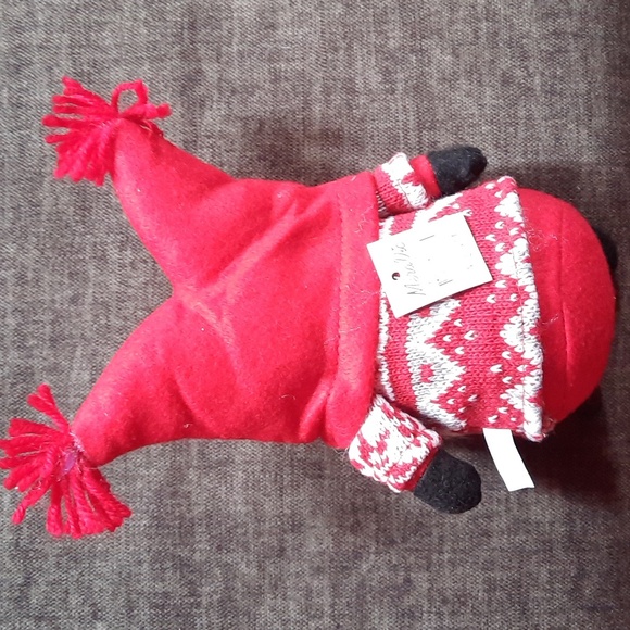 Gnome Standing Figure Soft Red Felted Embroidered Hat Stocking Holiday NWT - Picture 2 of 4